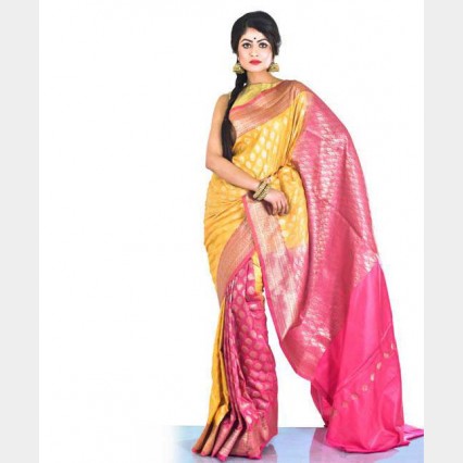 Beautiful color combination of Silk Katan Sharee from Tangail with blouse piece Beautiful color combination of Silk Katan Sharee from Tangail with blouse piece
